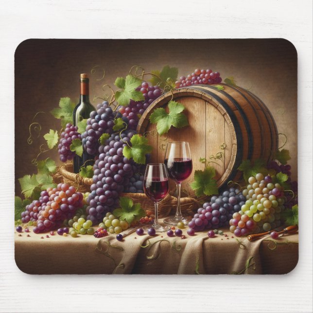Grapes and Wine Still Life Mouse Mat (Front)