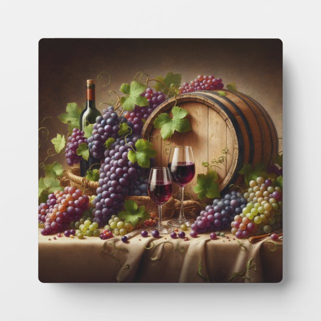 Grapes and Wine Still Life Plaque (Front)