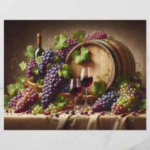 Grapes and Wine Still Life Scrapbook Paper