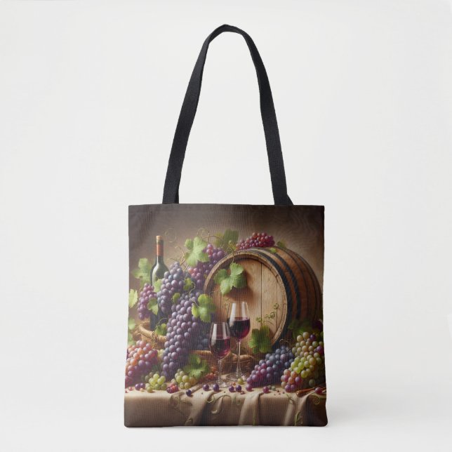Grapes and Wine Still Life Tote Bag (Front)