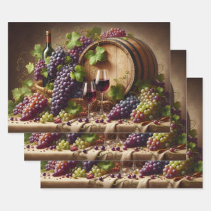Grapes and Wine Still Life Wrapping Paper Sheet