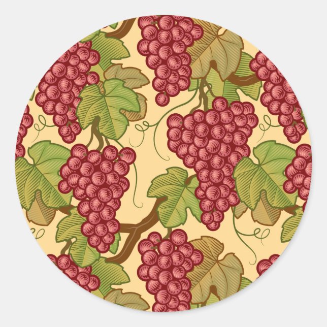 Grapes Classic Round Sticker (Front)