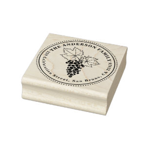 Grapes   Custom Family Name & Round Return Address Rubber Stamp