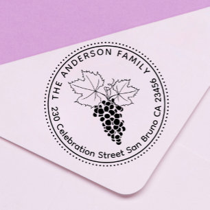 Grapes   Custom Family Name & Round Return Address Self-inking Stamp