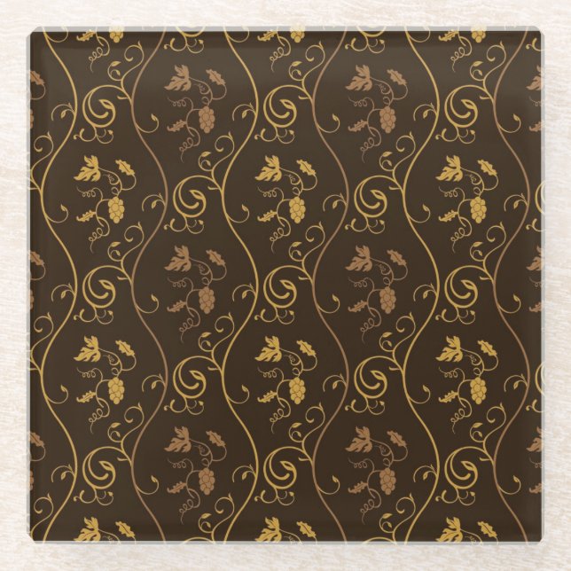 Grapes décor glass coaster (Front)