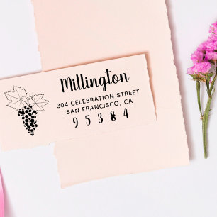 Grapes Family Name Script & Return Address Self-inking Stamp