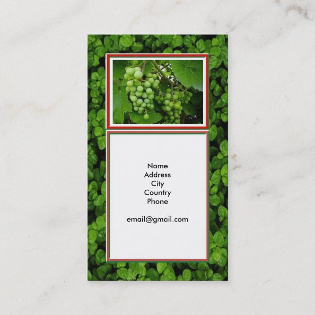 Grapes Farmers Market Winery Business Card (Front)
