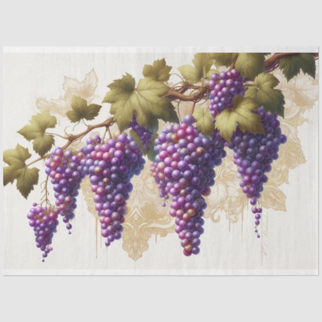 Grapes Flora Decoupage Tissue Paper (Front)
