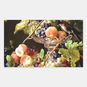 Grapes Fruit Bird Still Life painting Rectangular Sticker