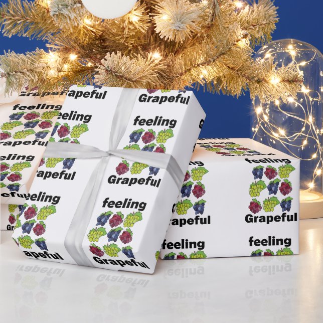 Grapes Fruit Feeling Grapeful Funny Pun Wrapping Paper (Holidays)
