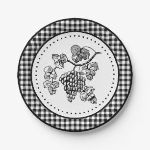 Grapes Gingham Paper Plate