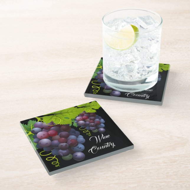 Grapes Glass Coaster (Angled)