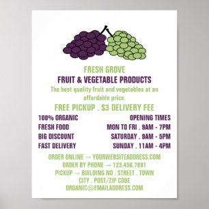 Grapes, Greengrocers Advertising Poster