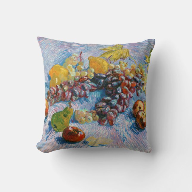 Grapes, Lemons, Pears, and Apples, Van Gogh Cushion (Front)
