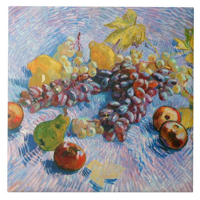 Grapes, Lemons, Pears, and Apples, Van Gogh Tile (Front)
