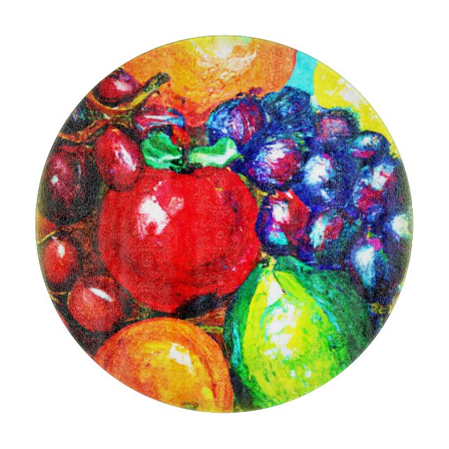 Grapes, Lime, Orange , Apple Fruits. Buy Now Cutting Board (Front)
