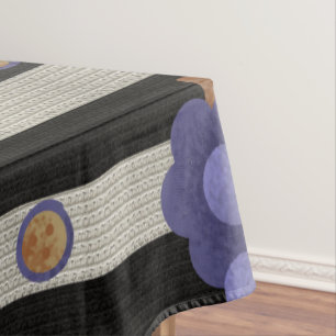 Grapes Modern Black & White Stripes Tablecloth