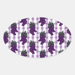 Grapes n Gingham Oval Sticker