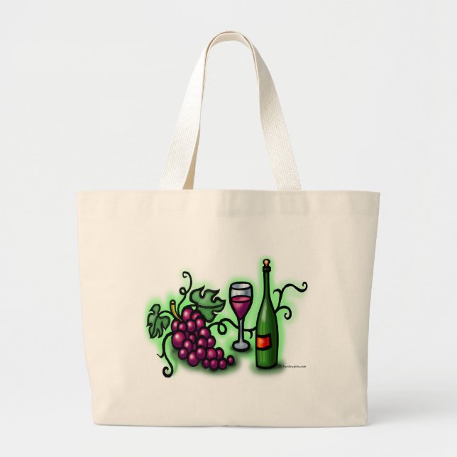 Grapes n Wine Large Tote Bag (Front)