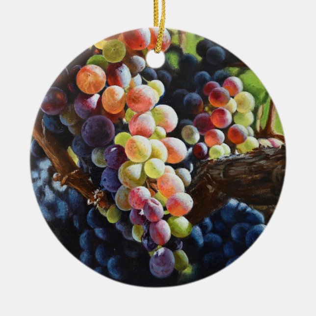 Grapes of Abundance for Wine Lovers & Wineries Ceramic Tree Decoration (Front)