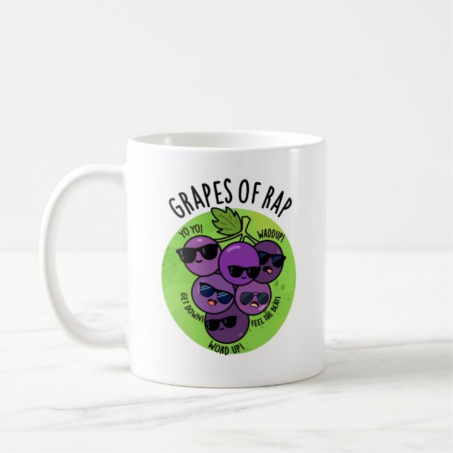 Grapes Of Rap Funny Fruit Pun  Coffee Mug (Left)
