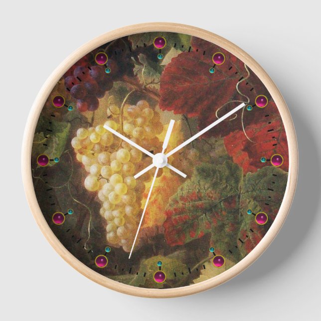 GRAPES,OLD GRAPE VINEYARD WINE TASTING PARTY CLOCK (Front)