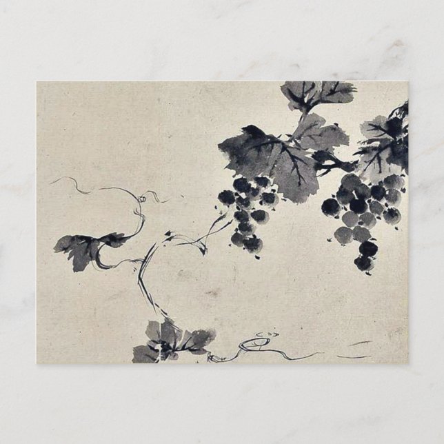 Grapes on a vine Ukiyo-e. Postcard (Front)