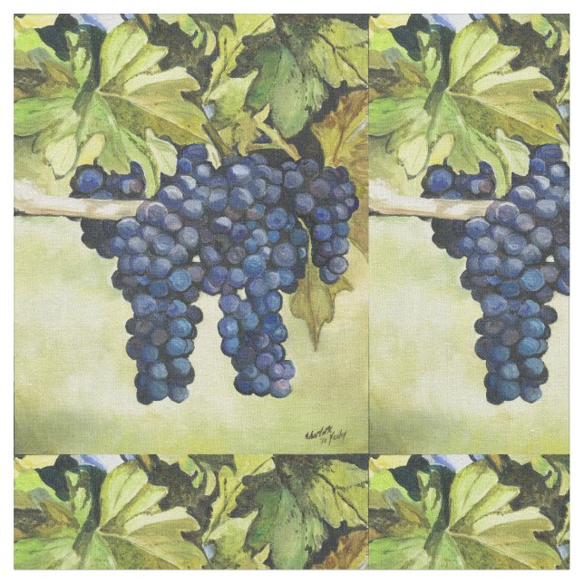 Grapes on the Vine Art Fabric (Close Up)