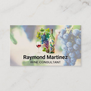 Grapes on the Vine   Vineyard Glass Bottle Business Card