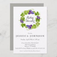 Grapes on the Vine Wine Baby Shower Invitation