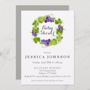Grapes on the Vine Wine Baby Shower Invitation