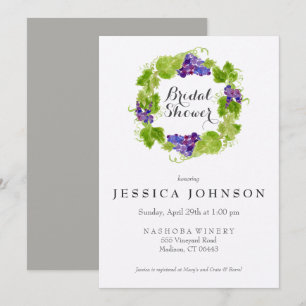 Grapes on the Vine Wine Bridal Shower Invitation
