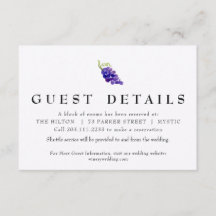 Grapes on the Vine Wine Wedding Detail Card