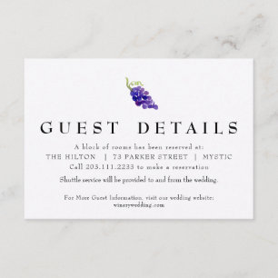 Grapes on the Vine Wine Wedding Detail Card