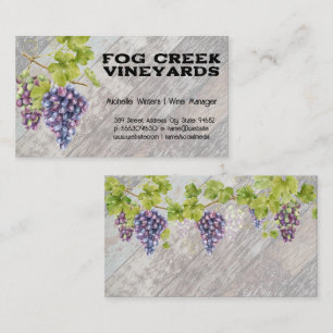 Grapes on the Vine   Winery   Rustic Wood Business Card