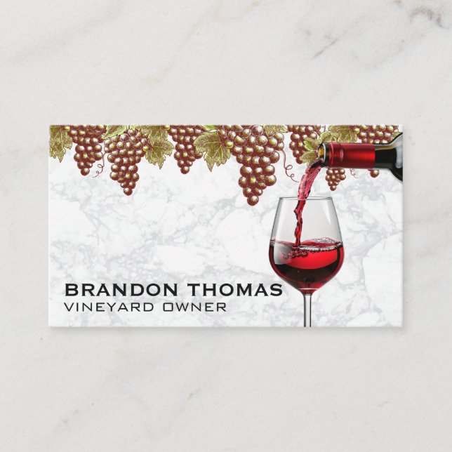 Grapes on Vines | Wine Pour Business Card (Front)