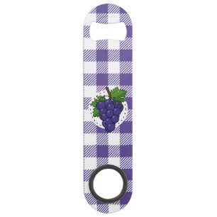 Grapes on White Violet Plaid
