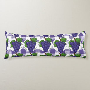 Grapes on White Violet Plaid Body Cushion