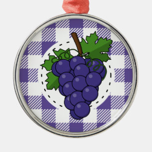 Grapes on White Violet Plaid Metal Tree Decoration