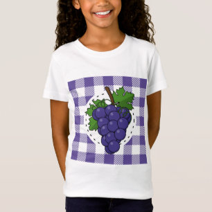 Grapes on White Violet Plaid T-Shirt