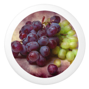 Grapes Red And Green Ceramic Knob