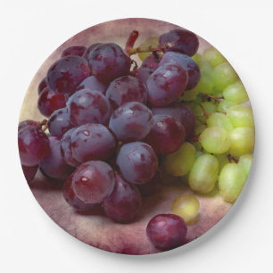 Grapes Red And Green Paper Plate