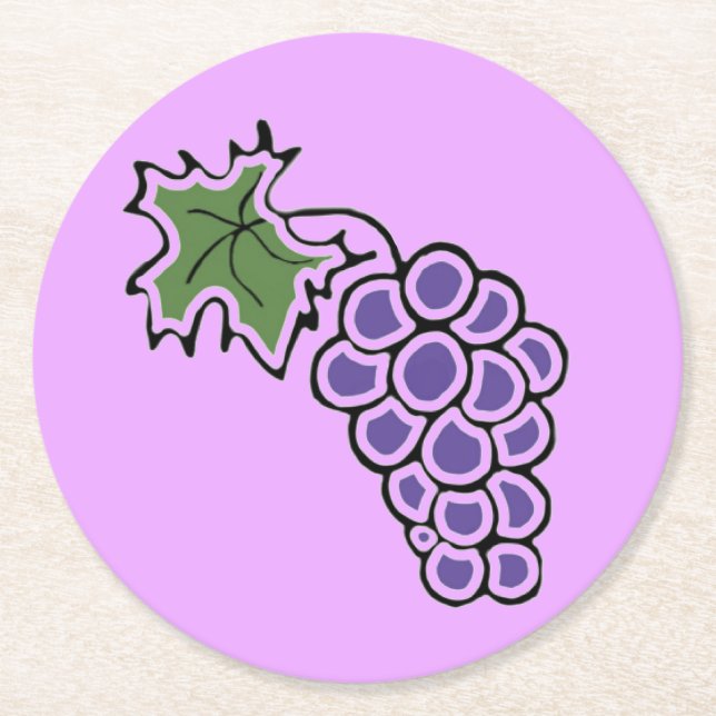 Grapes Round Paper Coaster (Front)