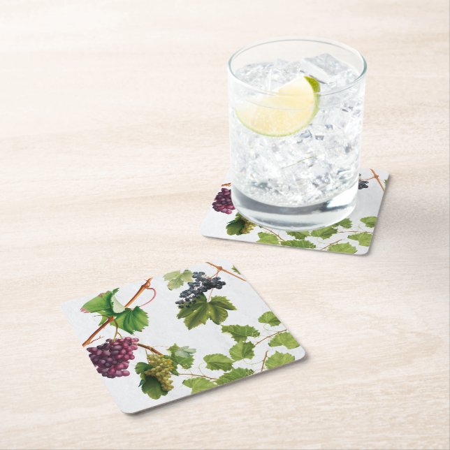 Grapes Vineyard Mediterranean Greek Island   Square Paper Coaster (Insitu)