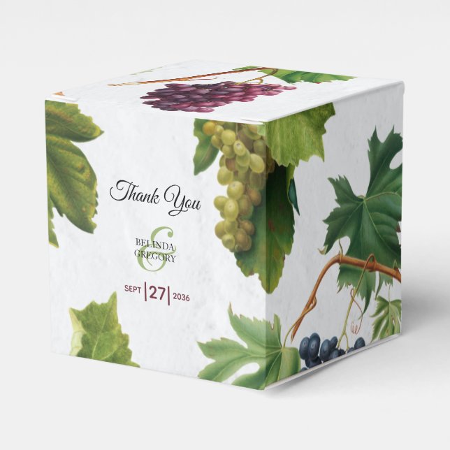 Grapes Vineyard Mediterranean Greek Island Wedding Favour Box (Front Side)