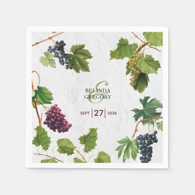Grapes Vineyard Mediterranean Greek Island Wedding Napkin (Front)