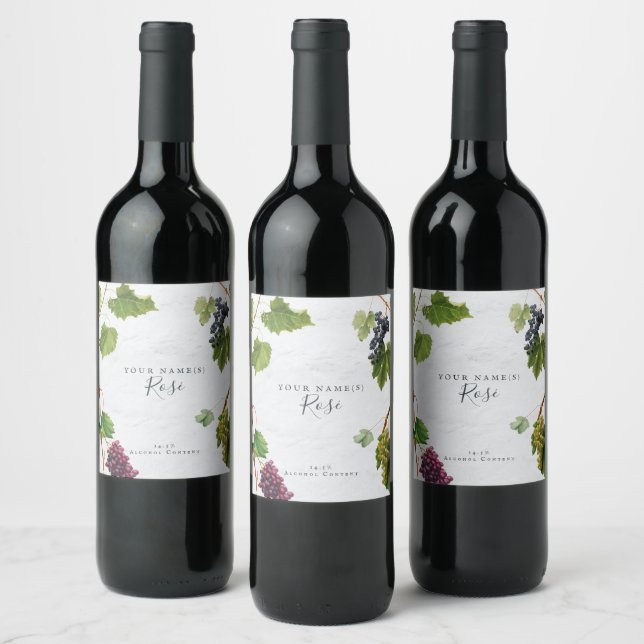 Grapes Vineyard Mediterranean Greek Island  Wine Label (Bottles)