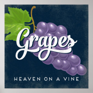 Grapes Vintage Fruit Label Poster