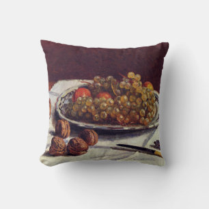 Grapes & Walnuts on a Table Sisley Impressionist Cushion
