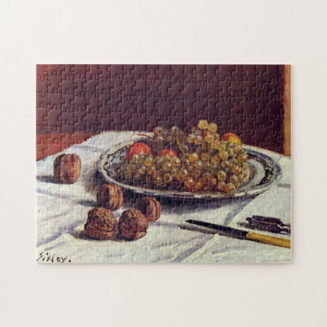 Grapes & Walnuts on a Table Sisley Impressionist Jigsaw Puzzle (Horizontal)